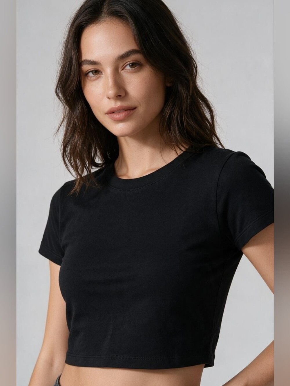 Cotton On Black Short Sleeve Crop Top